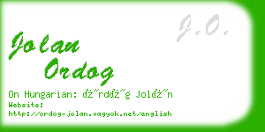 jolan ordog business card